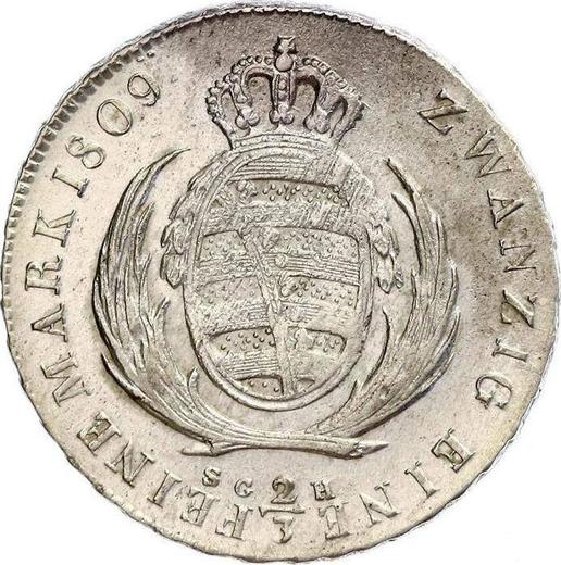 Реверс монеты - 2/3 талера 1809 года S.G.H. - цена серебряной монеты - Саксония-Альбертина, Фридрих Август I