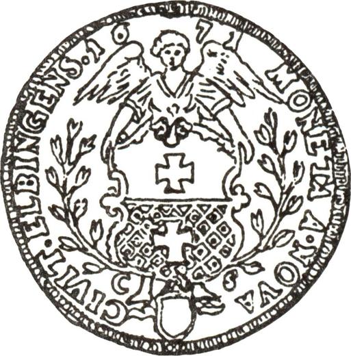 Реверс монеты - Талер 1671 года "Эльблонг" - цена серебряной монеты - Польша, Михаил Корибут