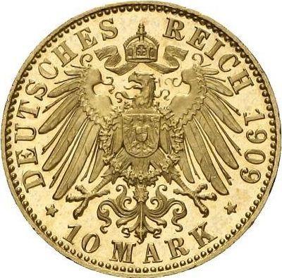 Rewers monety - 10 marek 1909 A "Lubeka" - cena złotej monety - Niemcy, Cesarstwo Niemieckie