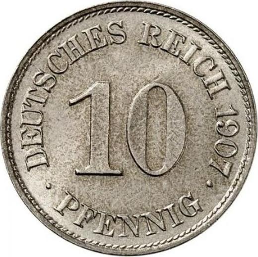 Аверс монеты - 10 пфеннигов 1907 года E "Тип 1890-1916" - цена  монеты - Германия, Германская Империя