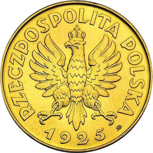 Awers monety - PRÓBA 5 złotych 1925 ⤔ "Obwódka z 81 perełek" Złoto - cena złotej monety - Polska, II Rzeczpospolita