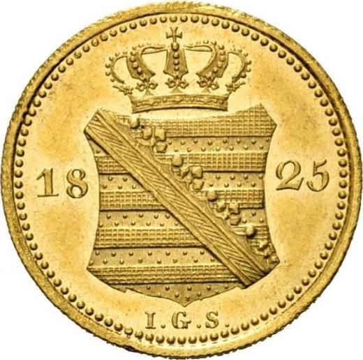 Reverso Ducado 1825 I.G.S. - valor de la moneda de oro - Sajonia, Federico Augusto I