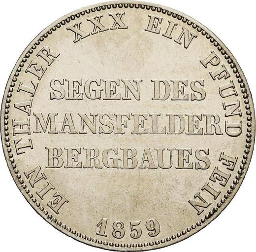 Reverso Tálero 1859 A "Minero" - valor de la moneda de plata - Prusia, Federico Guillermo IV