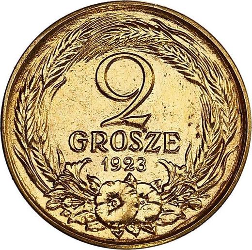 Rewers monety - PRÓBA 2 grosze 1923 Złoto - cena złotej monety - Polska, II Rzeczpospolita