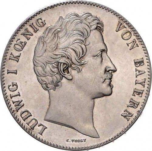 Аверс монеты - 2 талера 1844 года - цена серебряной монеты - Бавария, Людвиг I