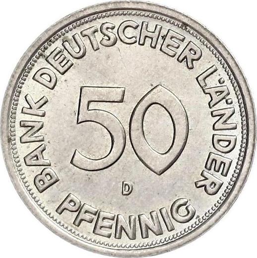 Аверс монеты - 50 пфеннигов 1949 года D "Bank deutscher Länder" - цена  монеты - Германия, ФРГ