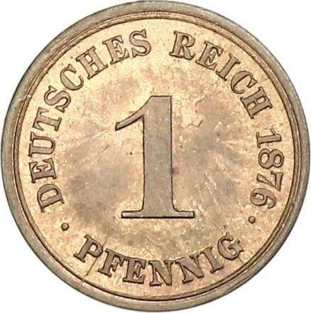 Аверс монеты - 1 пфенниг 1876 года D "Тип 1873-1889" - цена  монеты - Германия, Германская Империя