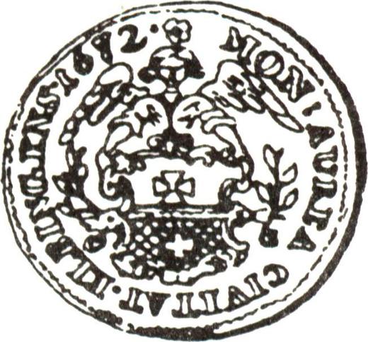 Реверс монеты - 2 дуката 1672 года CS "Эльблонг" - цена золотой монеты - Польша, Михаил Корибут