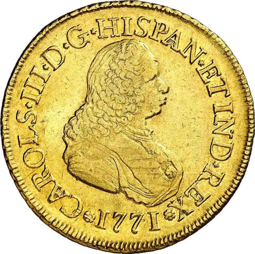 Awers monety - 8 escudo 1771 PN J "Typ 1760-1771" - cena złotej monety - Kolumbia, Karol III