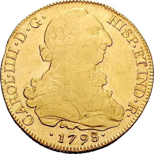Anverso 8 escudos 1798 So DA - valor de la moneda de oro - Chile, Carlos IV