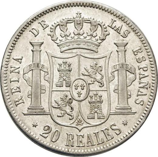 Reverso 20 reales 1856 Estrellas de seis puntas - valor de la moneda de plata - España, Isabel II