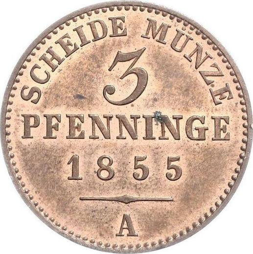 Реверс монеты - 3 пфеннига 1855 года A - цена  монеты - Пруссия, Фридрих Вильгельм IV