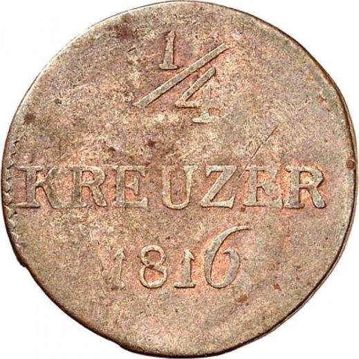 Reverso 1/4 Kreuzer 1816 "Tipo 1809-1817" - valor de la moneda  - Hesse-Darmstadt, Luis I