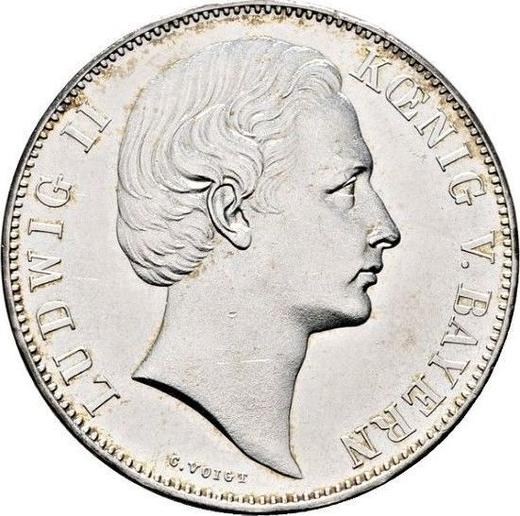 Аверс монеты - Талер 1870 года - цена серебряной монеты - Бавария, Людвиг II