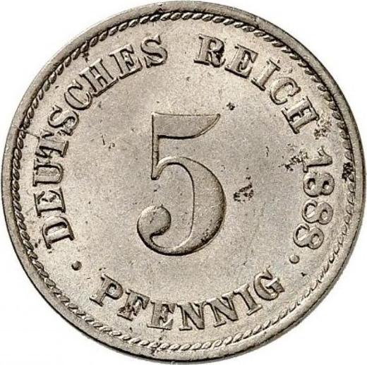 Аверс монеты - 5 пфеннигов 1888 года D "Тип 1874-1889" - цена  монеты - Германия, Германская Империя
