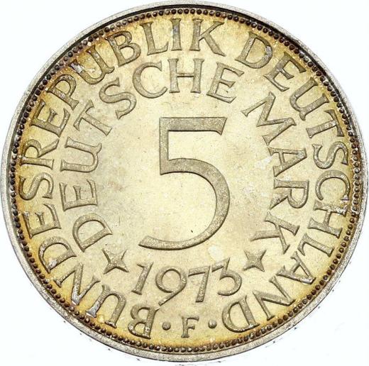 Anverso 5 marcos 1973 F - valor de la moneda de plata - Alemania, RFA