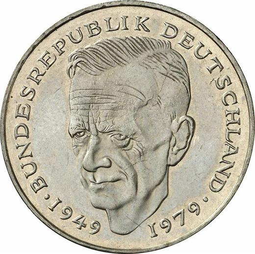 Obverse 2 Mark 1983 J "Kurt Schumacher" -  Coin Value - Germany, FRG