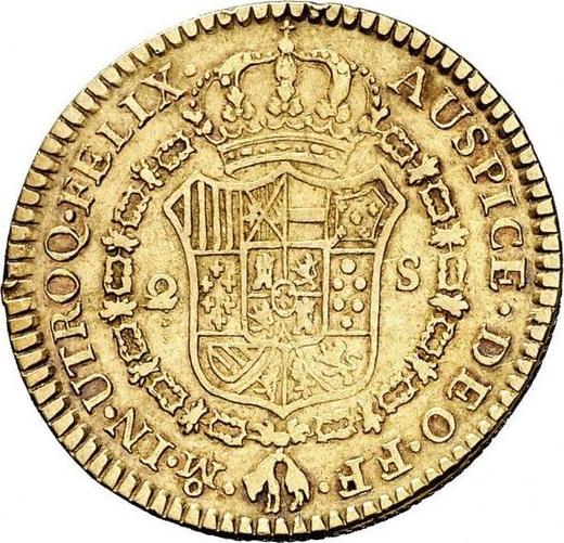 Реверс монеты - 2 эскудо 1783 года Mo FF - цена золотой монеты - Мексика, Карл III