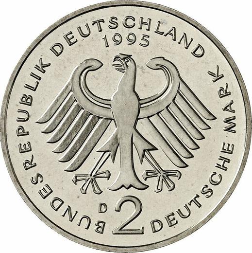 Reverse 2 Mark 1995 D "Franz Josef Strauss" - Germany, FRG