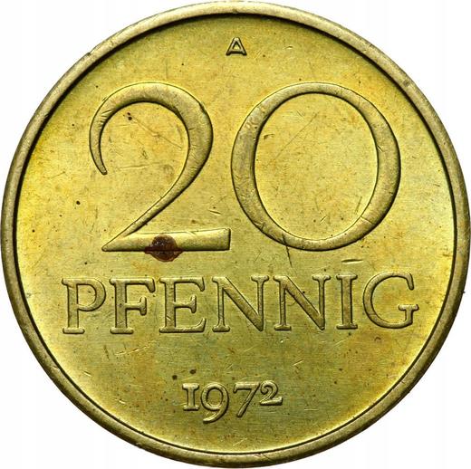Anverso 20 Pfennige 1972 A - valor de la moneda  - Alemania, República Democrática Alemana (RDA)