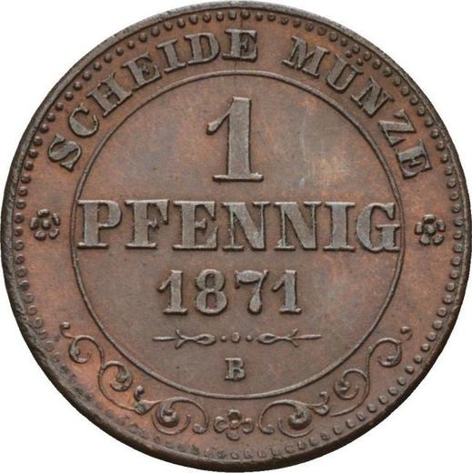 Реверс монеты - 1 пфенниг 1871 года B - цена  монеты - Саксония-Альбертина, Иоганн