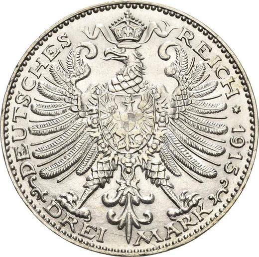 Реверс монеты - 3 марки 1915 года A "Саксен-Веймар-Эйзенах" Столетие - цена серебряной монеты - Германия, Германская Империя