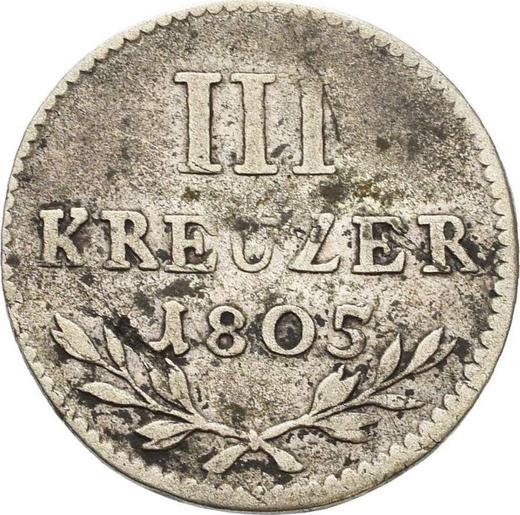 Rewers monety - 3 krajcary 1805 - cena srebrnej monety - Badenia, Karol Fryderyk