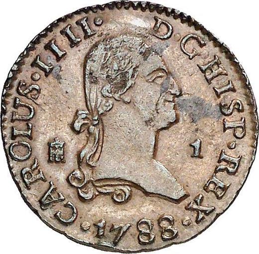 Аверс монеты - 1 мараведи 1788 года - цена  монеты - Испания, Карл IV