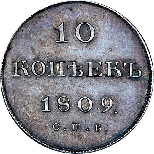 Reverso 10 kopeks 1809 СПБ ФГ Reacuñación - valor de la moneda de plata - Rusia, Alejandro I