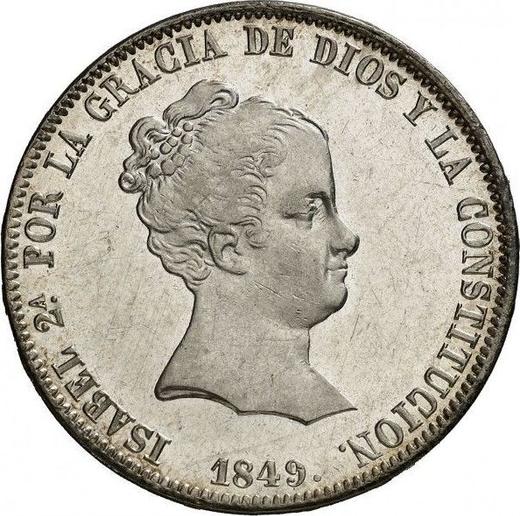 Anverso 20 reales 1849 M CL - valor de la moneda de plata - España, Isabel II