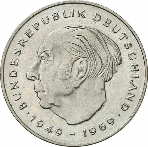 Аверс монеты - 2 марки 1986 года F "Теодор Хойс" - цена  монеты - Германия, ФРГ
