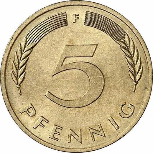 Awers monety - 5 fenigów 1980 F - cena  monety - Niemcy, RFN