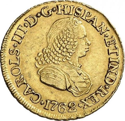 Аверс монеты - 2 эскудо 1762 года PN J "Тип 1760-1771" - цена золотой монеты - Колумбия, Карл III