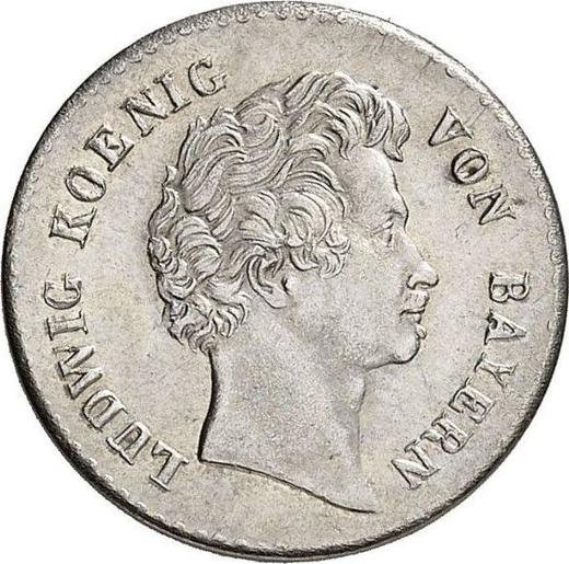 Аверс монеты - 6 крейцеров 1827 года - цена серебряной монеты - Бавария, Людвиг I