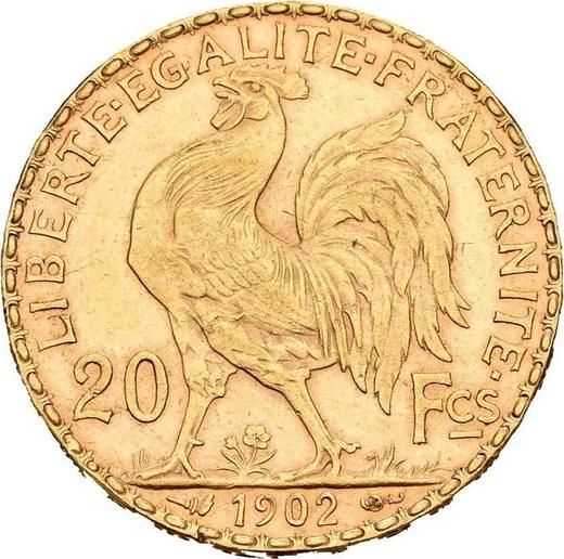 Reverso 20 francos 1902 A "Tipo 1899-1906" París - valor de la moneda de oro - Francia, Tercera República