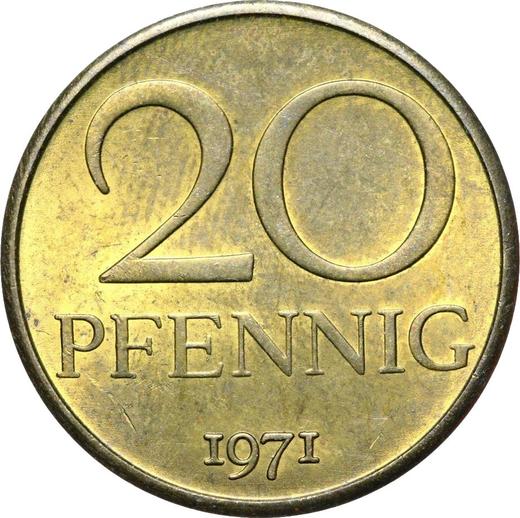 Anverso 20 Pfennige 1971 - valor de la moneda  - Alemania, República Democrática Alemana (RDA)
