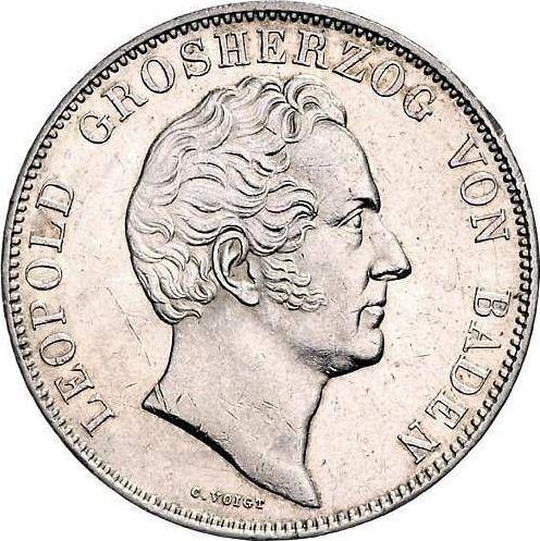 Аверс монеты - 2 талера 1842 года - цена серебряной монеты - Баден, Леопольд