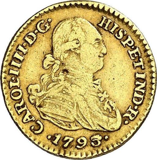Аверс монеты - 1 эскудо 1793 года NR JJ - цена золотой монеты - Колумбия, Карл IV