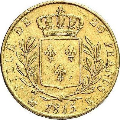 Reverse 20 Francs 1815 K "Type 1814-1815" Bordeaux - France, Louis XVIII