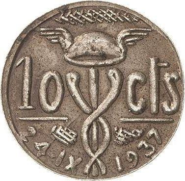 Rewers monety - 10 centimos 1937 "Olot" - cena  monety - Hiszpania, II Rzeczpospolita