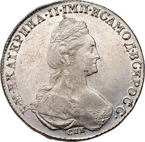 Аверс монеты - 1 рубль 1782 года СПБ ИЗ - цена серебряной монеты - Россия, Екатерина II