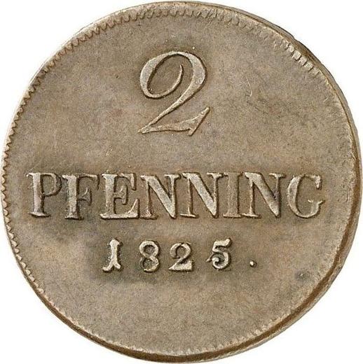 Реверс монеты - 2 пфеннига 1825 года - цена  монеты - Бавария, Максимилиан I