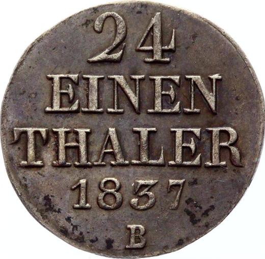 Reverso 1/24 tálero 1837 B - valor de la moneda de plata - Hannover, Guillermo IV
