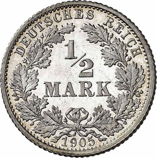 Anverso Medio marco 1905 F "Tipo 1905-1919" - valor de la moneda de plata - Alemania, Imperio alemán