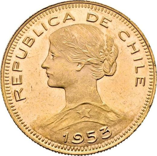 Аверс монеты - 100 песо 1953 года So - цена золотой монеты - Чили, Республика