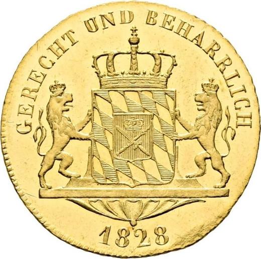 Rewers monety - Dukat 1828 - cena złotej monety - Bawaria, Ludwik I