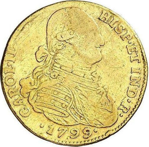 Awers monety - 4 escudo 1799 NR JJ - cena złotej monety - Kolumbia, Karol IV
