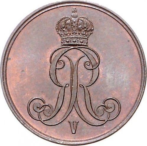 Аверс монеты - 2 пфеннига 1852 года B - цена  монеты - Ганновер, Георг V