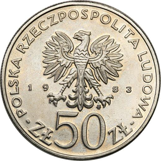Аверс монеты - Пробные 50 злотых 1983 года MW SW "Игнаций Лукасевич" Никель - цена  монеты - Польша, Народная Республика