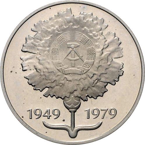 Anverso Pruebas 20 marcos 1979 "30 aniversario de la RDA" Clavel - valor de la moneda  - Alemania, República Democrática Alemana (RDA)